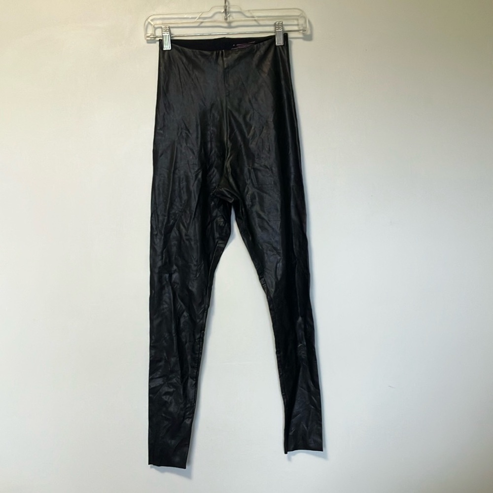 Commando Control Faux Leather Black Shiny Leggings